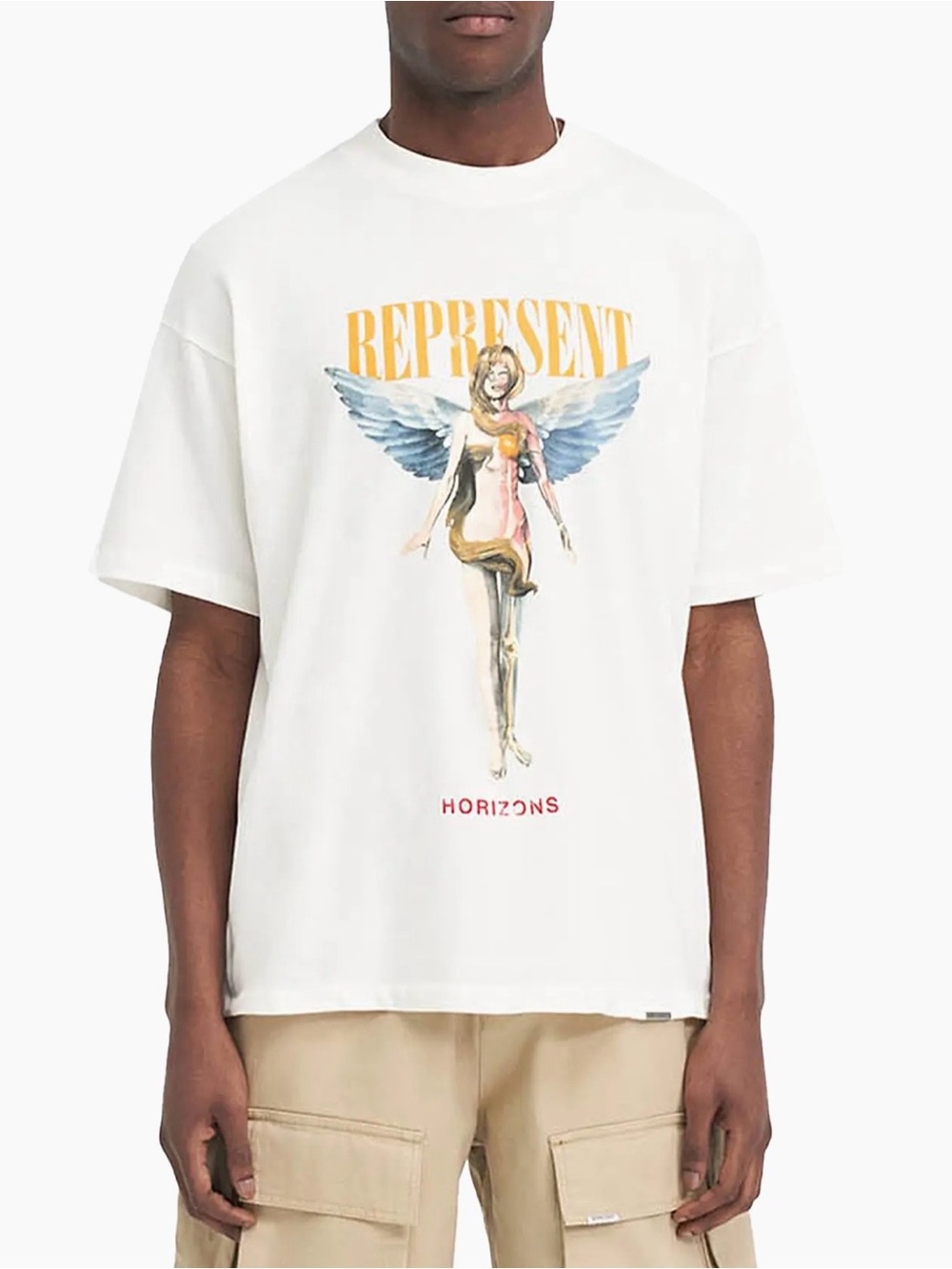 Represent Reborn Cotton T-Shirt Angel Graphic Crewneck Short Sleeve White Size M